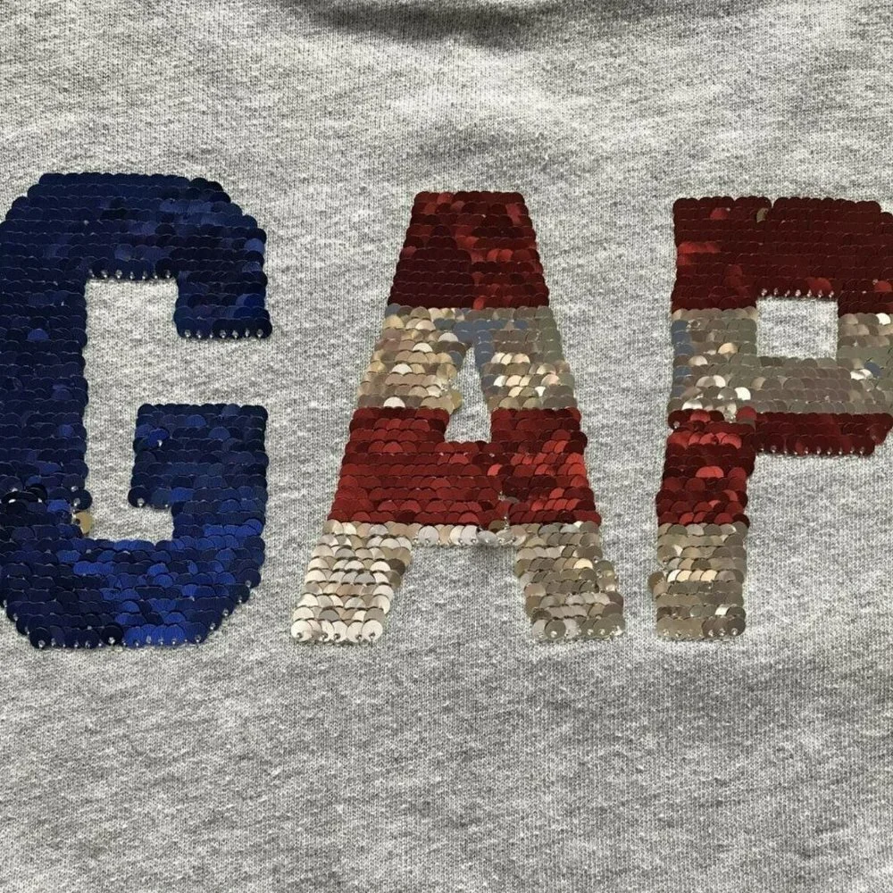 NWT GAP KIDS Sweatshirt Girls Size M 8 Gray Flip Sequin Logo